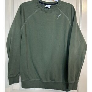 Gymshark Sweatshirt Mens S Green Pullover Crewneck Sweater Run Gym Training